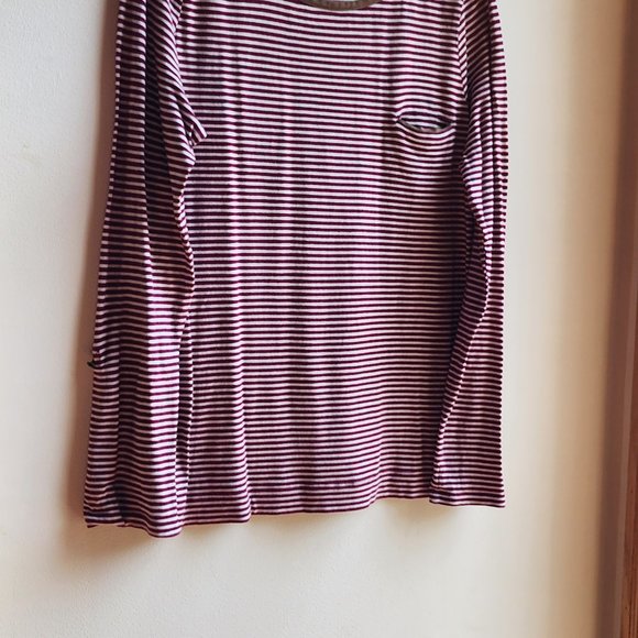 Lauren Ralph Lauren Red/White Pinstriped Scoop Neck Jersey Size Large - Picture 5 of 16